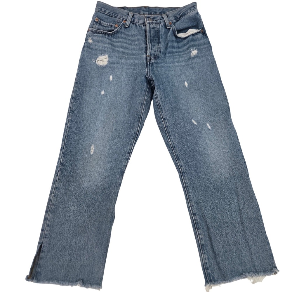Levi's Premium 501 Original Cropped Jeans Women's 26x26 Distress Ripped BTN Fly